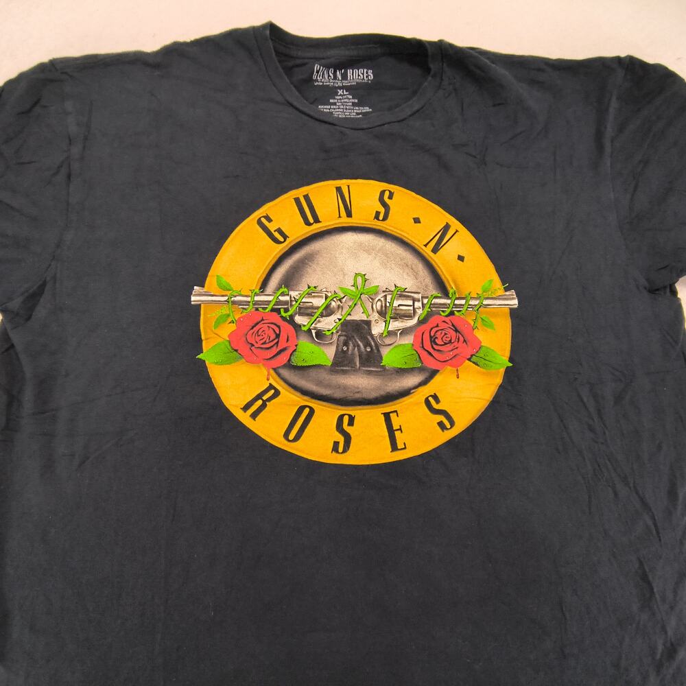 Guns N Roses Short Sleeve Crew Neck Band T Shirt Mens Size XL Black Yellow Red